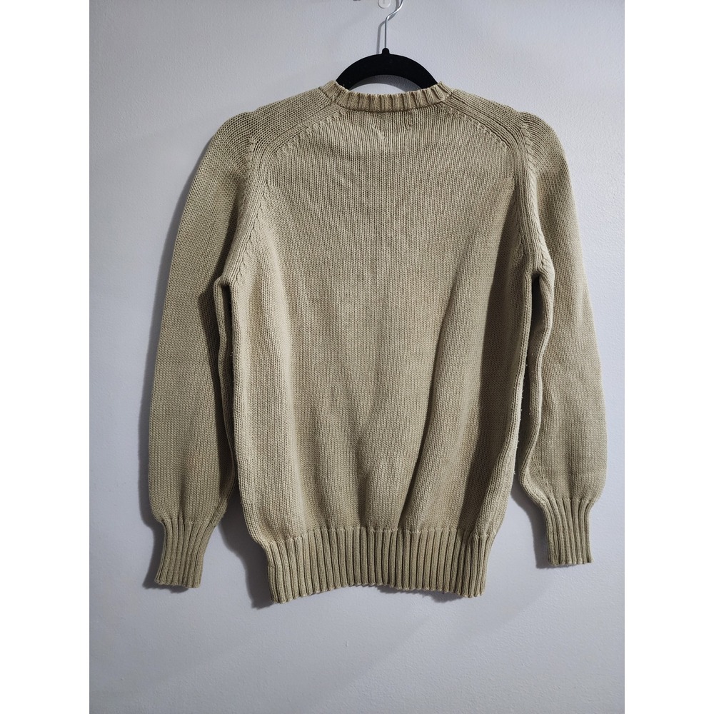 Paul Stuart Made in Scotland 100% Cotton Crewneck Sweater Beige Tan Small Women - Picture 5 of 8